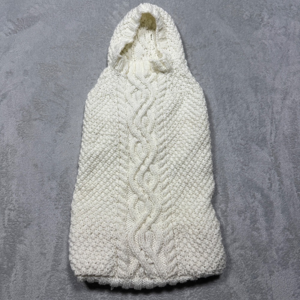 Vintage Cream Cable Knit Baby Bunting Bag Hooded Sleep Sack Newborn Handmade